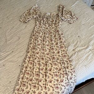 Cream and Pink Floral Dress